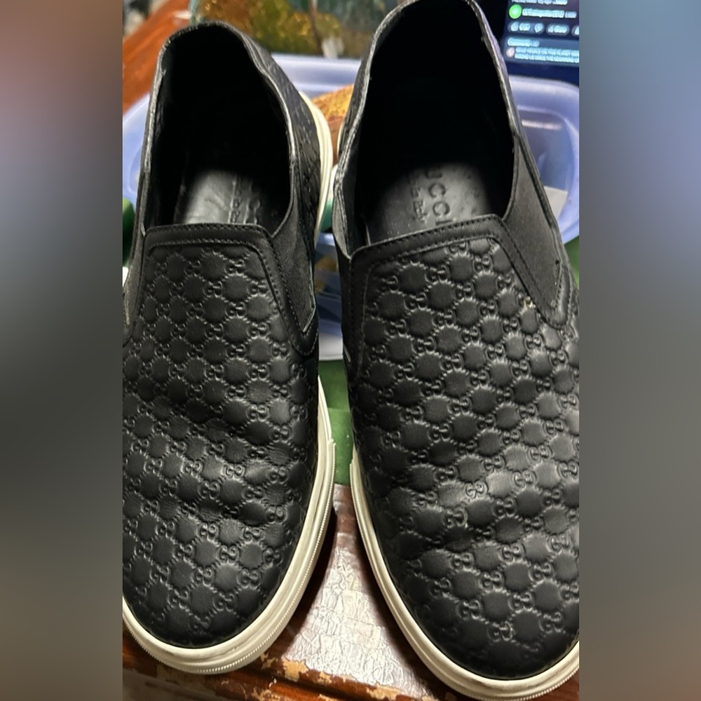 Gucci Guccisimma men’s GG Imprinted Brown Leather white rubber sole size 7,5 use